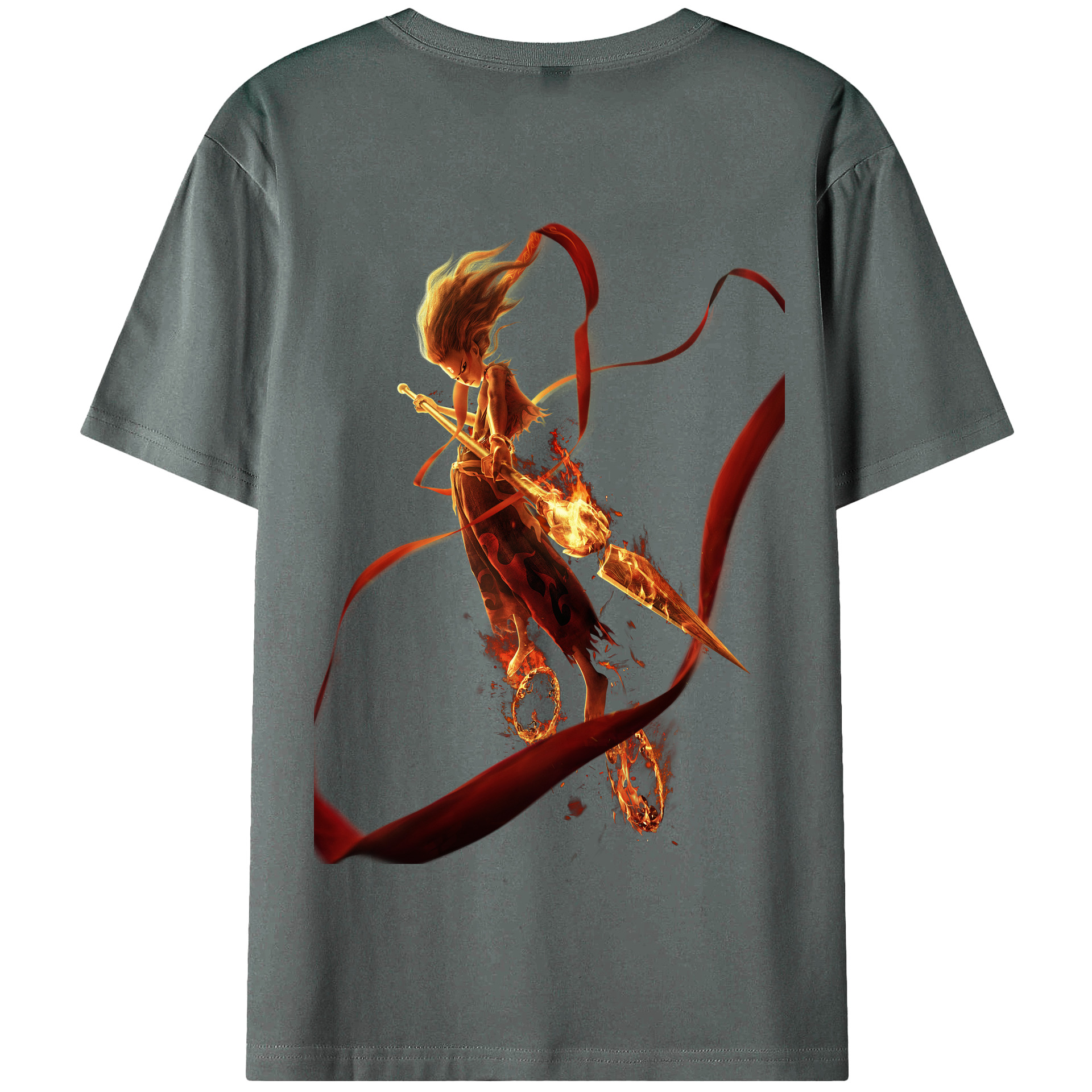 （画像用） Ne Zha 2 ナタ 魔童の大暴れ 綿100％半袖Tシャツ（背面プリント）
